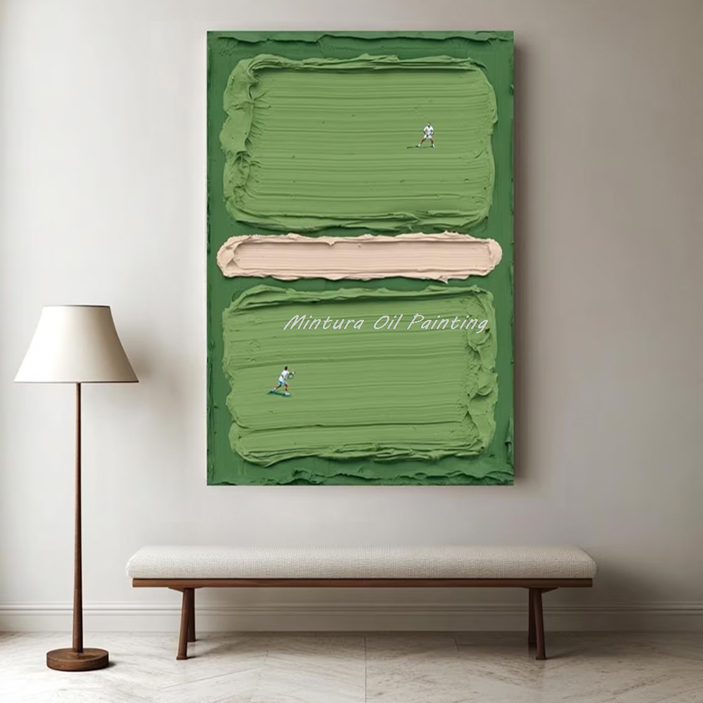 Badminton Quotes - Mintura,Handpaintd Abstract Texture Green Tennis Court