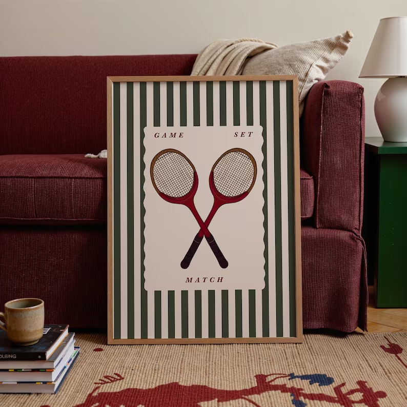 Retro Tennis Racket Wall Art P - Badminton Quotes recension och pris