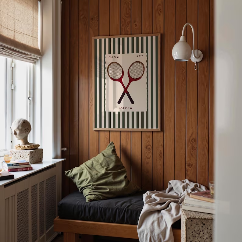 Retro Tennis Racket Wall Art P - Badminton Quotes recension och pris
